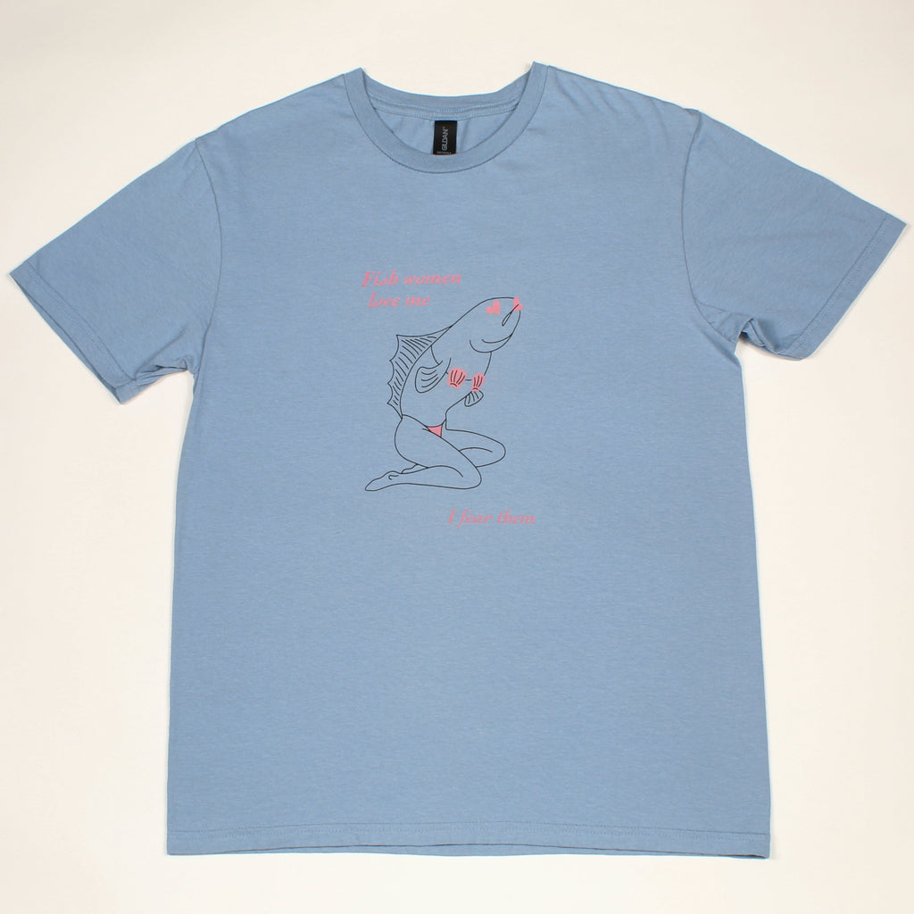 Sirena Fish Woman t-shirt in stone blue
